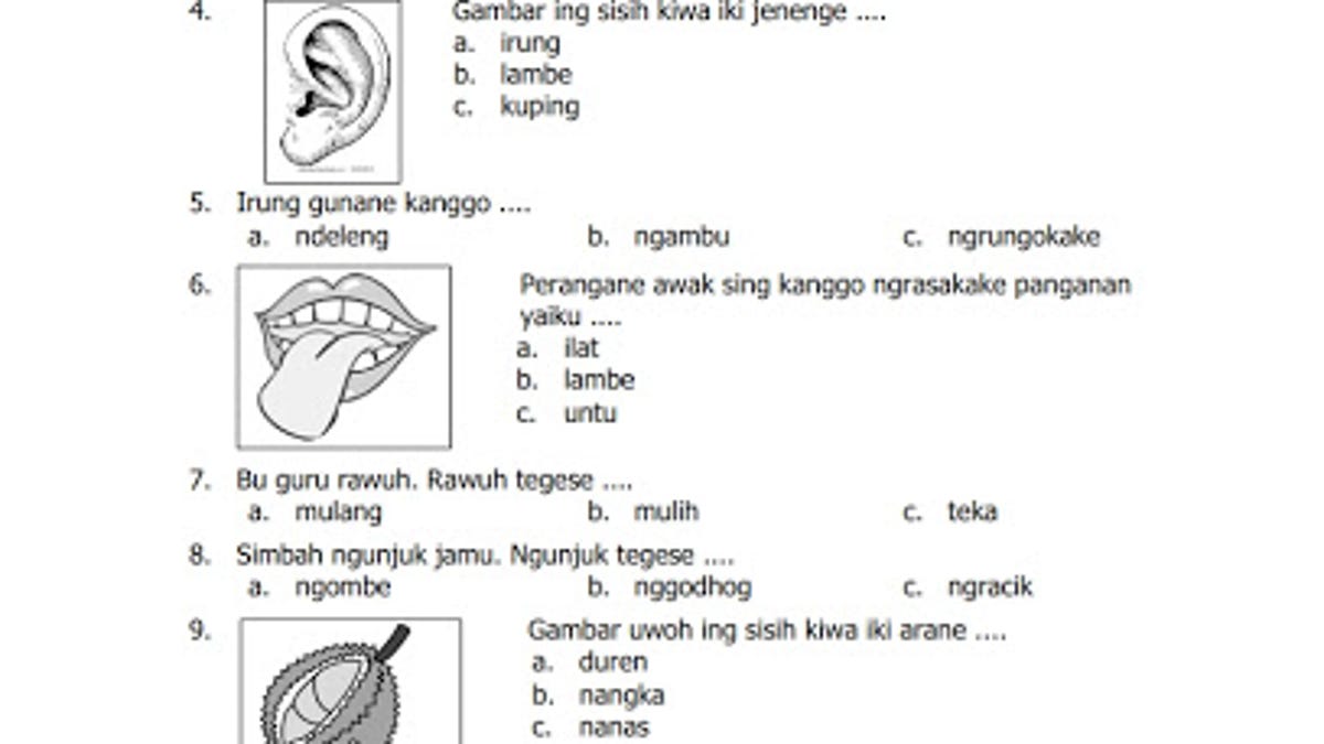 Kisi Kisi Soal Uts Kelas 2 Sd Semester Ganjil