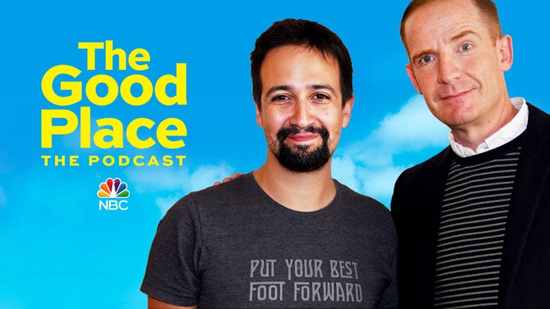 Illustration for article titled Lin-Manuel Miranda must choose: Hamilton or The Good Place? in this The Good Place: The Podcast exclusive