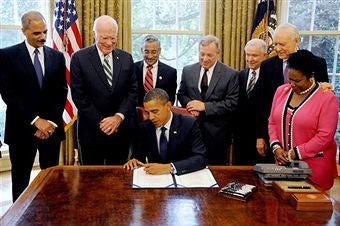 President Obama signs the Fair Sentencing Act. (Getty Images)