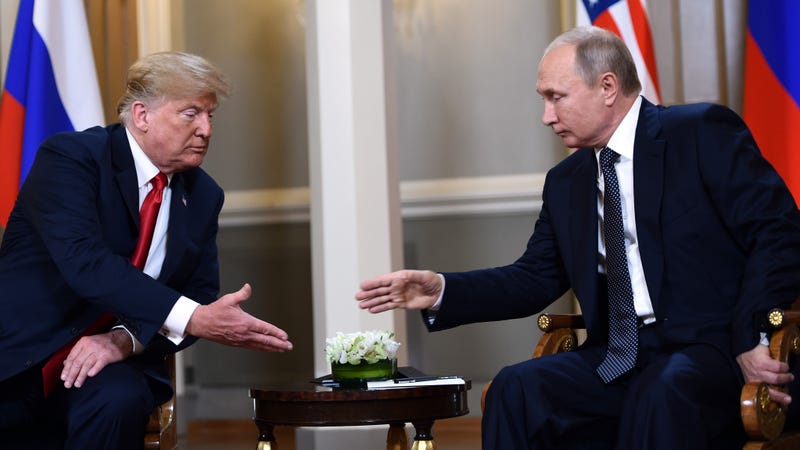 Illustration for article titled Clear Collusion: Upon Meeting, Trump And Putin Immediately Launched Into A 5-Minute Handshake And Chant That Made It Pretty Obvious They Went To The Same Fat Camp Last Year