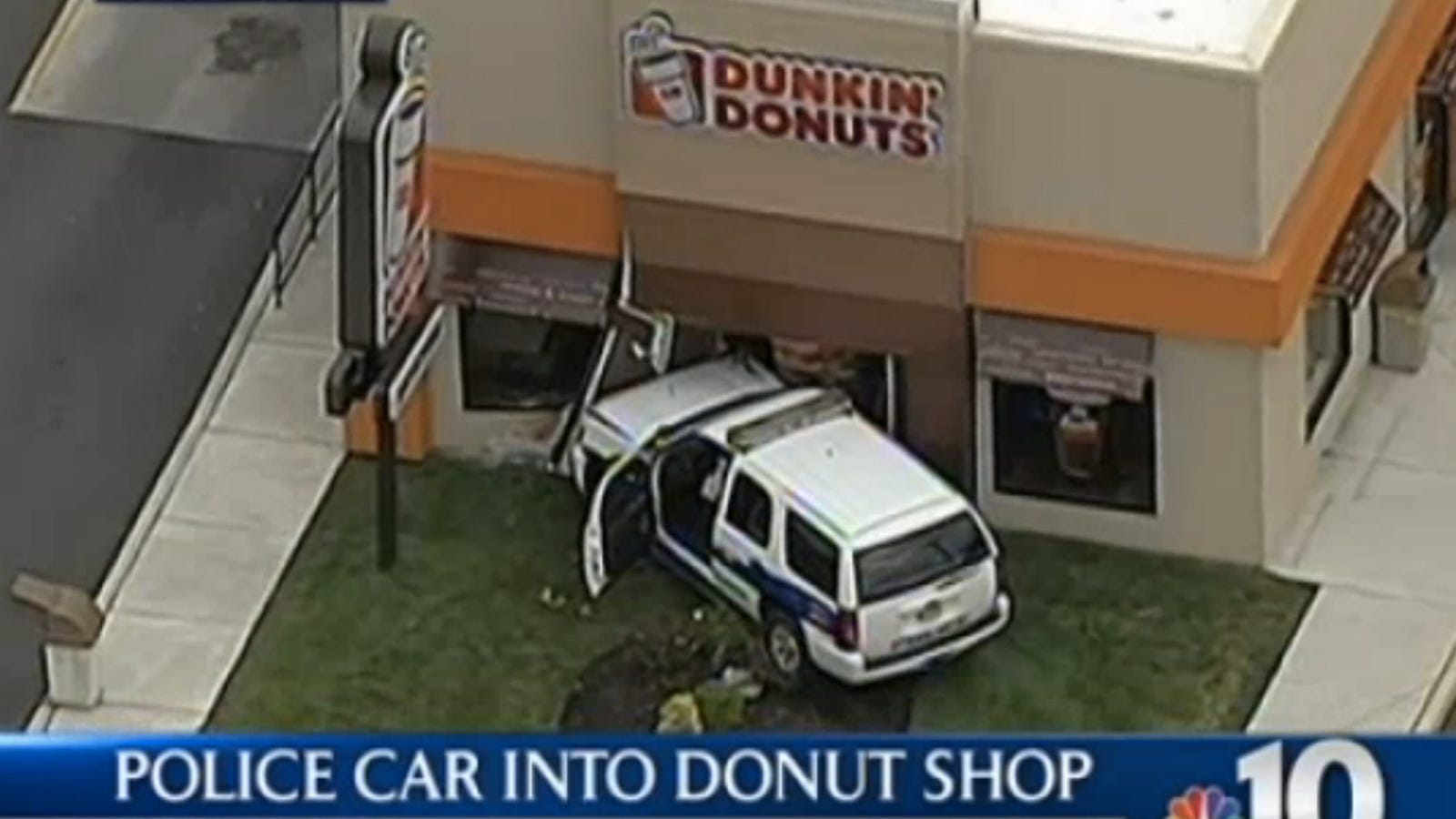 Cop Crashes Into Donut Shop