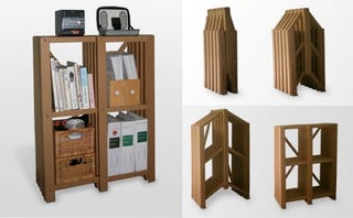 Illustration for article titled PLoP! Collapsible, Recyclable Bookshelves Perfect For Students, Greens