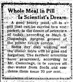 Illustration for article titled Whole Meal in Pill (1923)