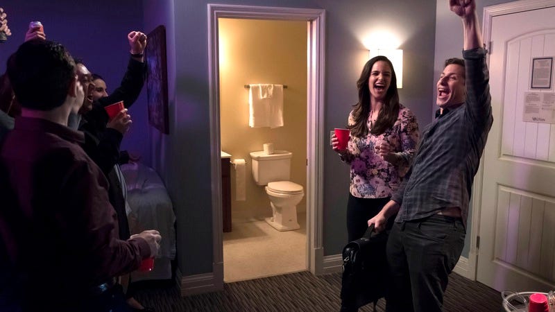 Melissa Fumero (left) and Andy Samberg (Photo: Fox)