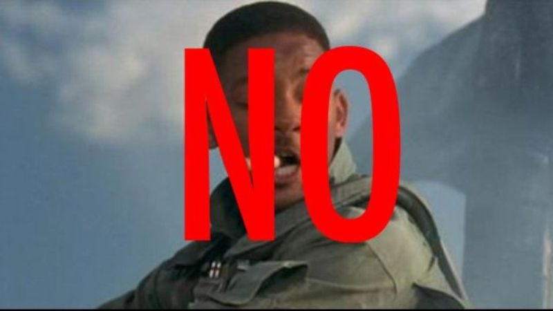 Illustration for article titled Will Smith won't be welcoming anyone to anything in the Independence Day sequel