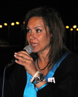 Buthayna Kamel makes history. (Soraya Sarhaddi Nelson/NPR)