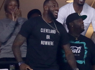 LeBron James wearing the “Cleveland or Nowhere” T-shirtTwitter