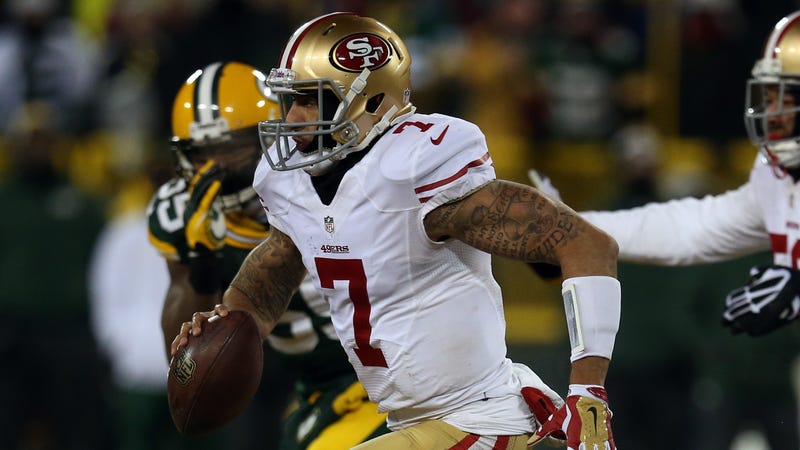 Illustration for article titled Colin Kaepernick Somehow Left Off 49ers Gallery Celebrating Past Highlights Against Packers