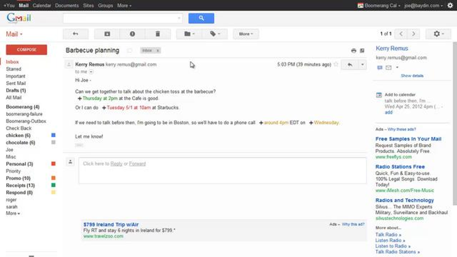 how3 to use boomerang for gmail