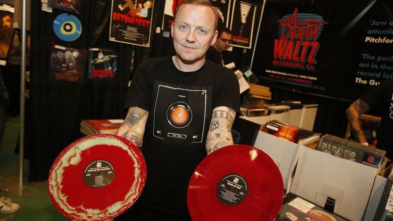 Spencer Hickman shows off his bloody wares at MondoCon. (Photo by Jack Plunkett)