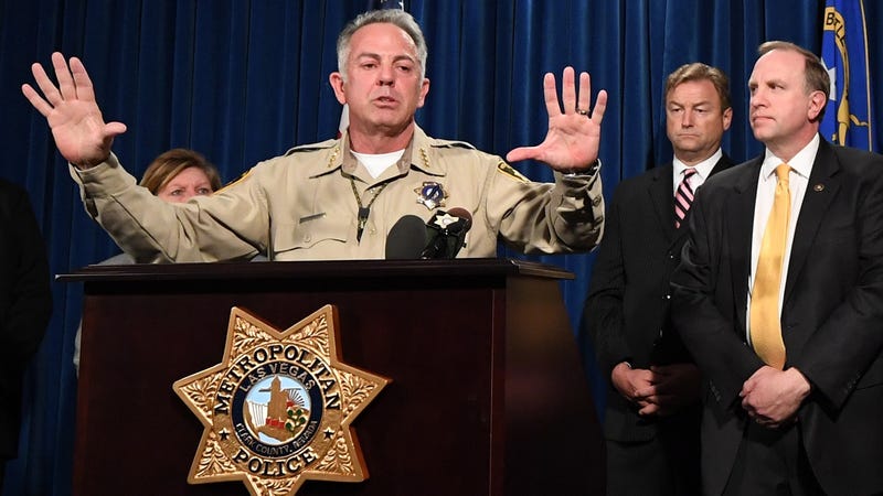 Clark County, Nev., Sheriff Joe Lombardo speaking at a press conference Oct. 4, 2017, about the mass shooting days earlier on the Las Vegas Strip.
