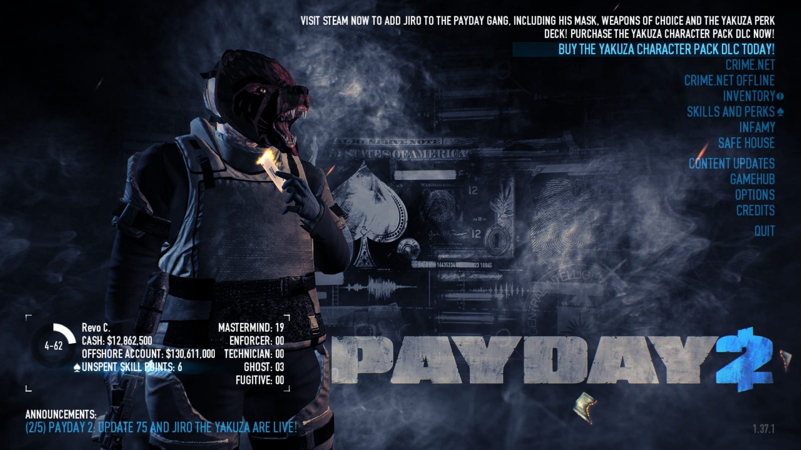 Menu Review PAYDAY 2