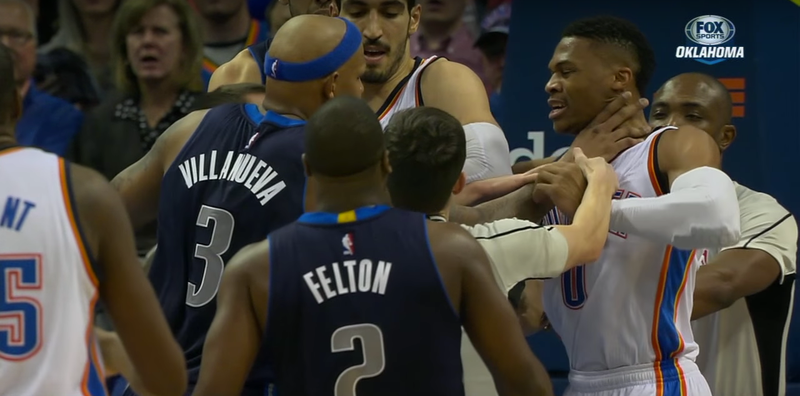Illustration for article titled Russell Westbrook Ejected As Thunder And Mavs Get Into It