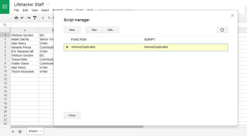 Remove Duplicate Rows in a Google Spreadsheet With This Script