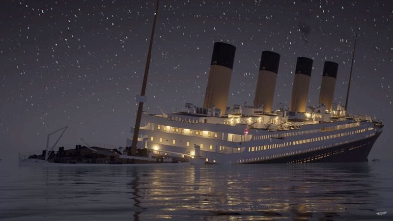 Illustration for article titled Commemorate the Titanic disaster by watching the doomed ship sink in real time