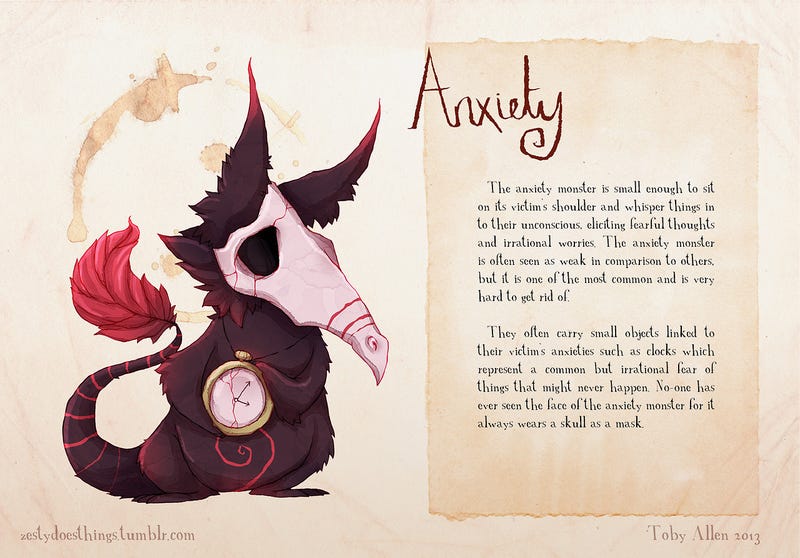 The demons of mental illness illustrated as real monsters