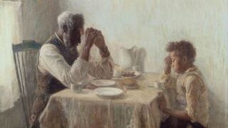 A photograph of The Thankful Poor, an 1894 oil painting by artist Henry Ossawa Tanner (1859-1937) that is part of an art collection owned by Bill and Camille CosbyFrank Stewart