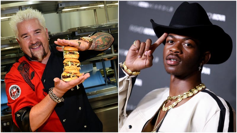 Illustration for article titled Lil Nas X calls Guy Fieri a "legend," teasing the bomb-dot-com collaboration that could be