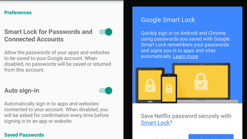 add password to google smart lock