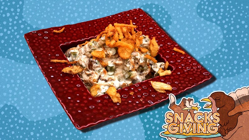 Illustration for article titled Green bean casserole dip brings Thanksgiving to your couch