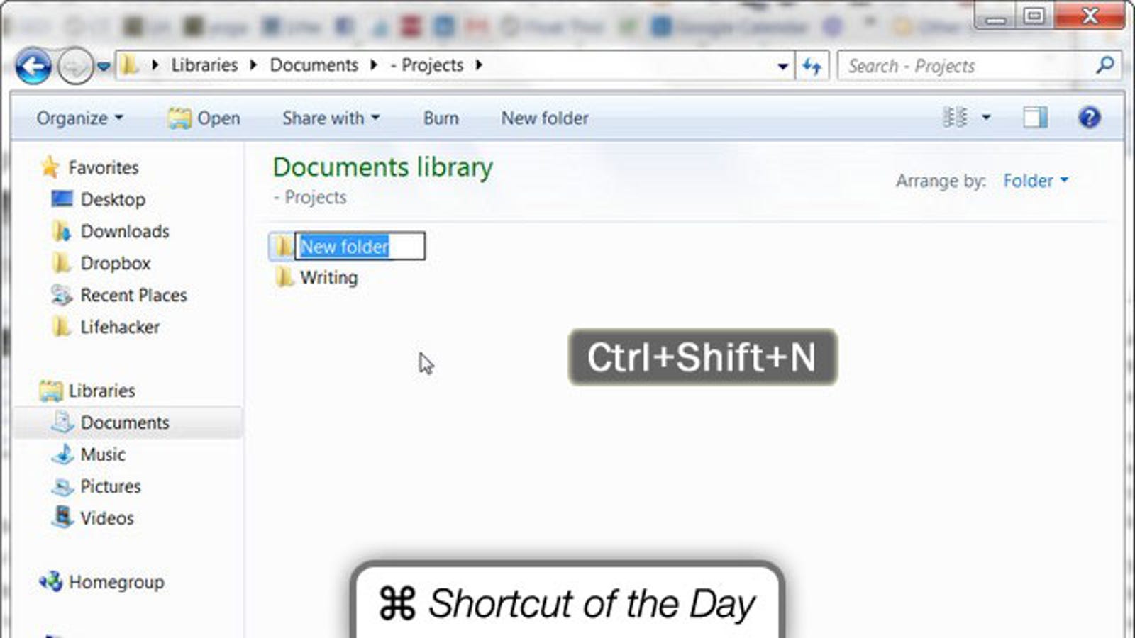 Quickly Create New Folders In Windows 7 With The Ctrl Shift N Shortcut