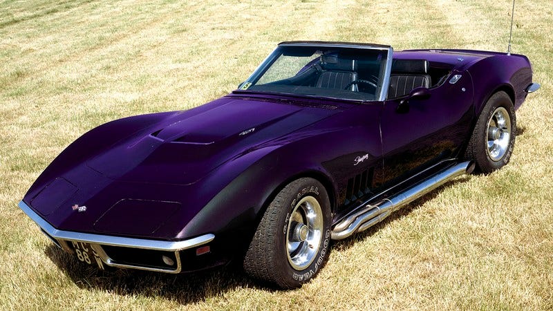 A slow purple Corvette.