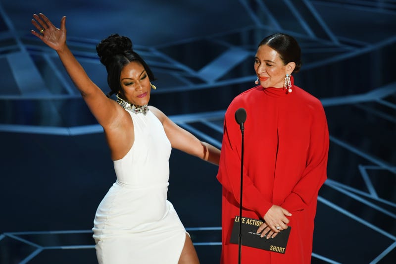 Tiffany Haddish and Maya Rudolph onstage during the Oscars on March 4, 2018, in Hollywood, Calif.