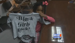 Makiyah-Jae shows off her “Black Girls Rock!” T-shirt.WLOX screenshot