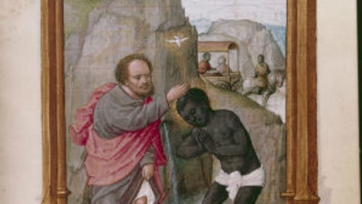 Baptism of the Ethiopian Eunuch. Book of Hours of Charles V,circa 1519. Vienna, Österreichische Nationalbibliothek.