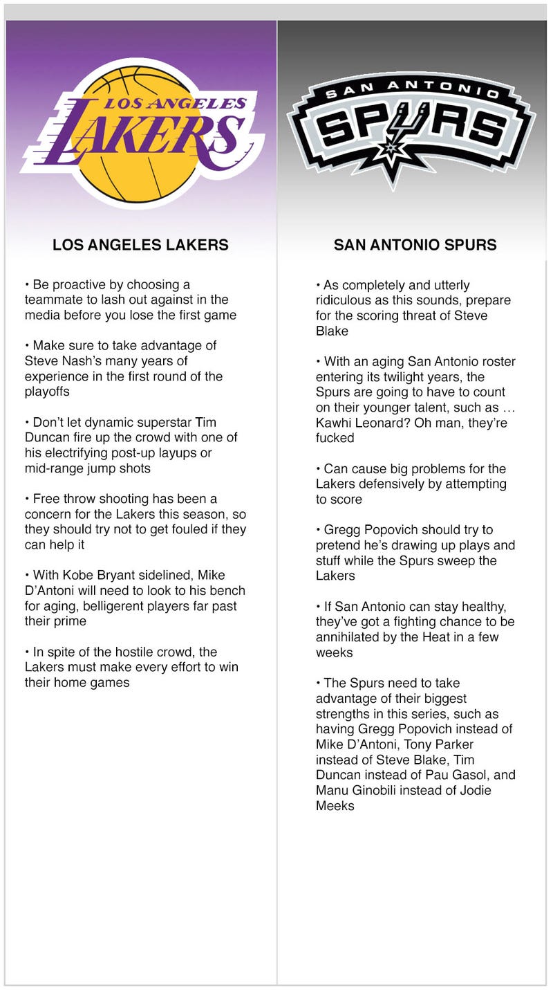 Illustration for article titled Lakers vs. Spurs