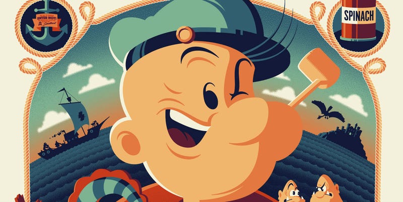 Illustration for article titled An Energetic, Colorful New Popeye Poster Definitely Ate Its Spinach