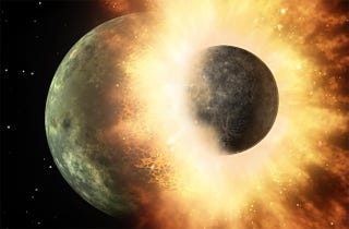 Illustration for article titled We've Found Traces Of The Massive Impact That Created The Moon