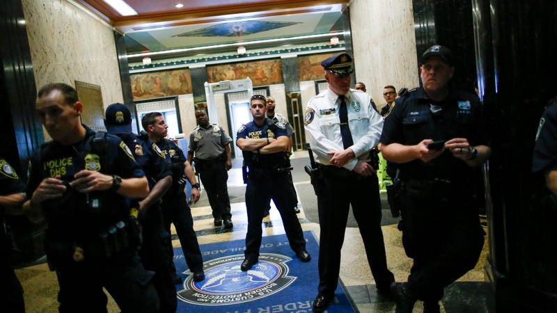 Department of Homeland Security police gather at a press conference in Philadelphia following a $1 billion drug bust by Customs and Border Protection agents. 