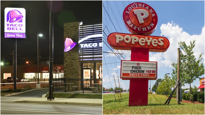 Illustration for article titled Pun-filled sign battle rages between Indiana Taco Bell, Popeyes