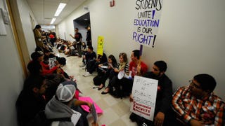 Students and faculty members at California State University, Northridge, demonstrating against proposed budget cuts.Kevork Djansezian/Getty Images