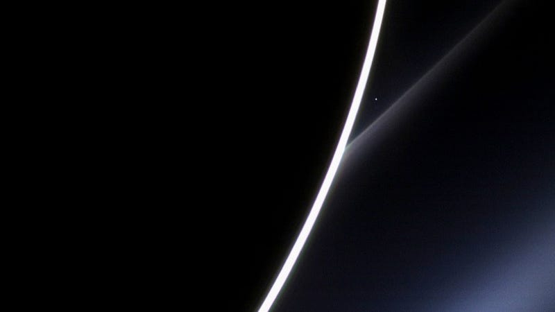 Illustration for article titled Here is a gorgeous view of Venus . . . from Saturn