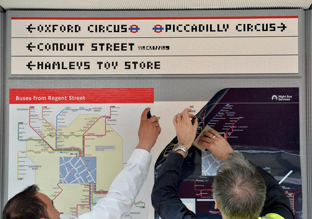 This London bus stop is made entirely from 100,000 Lego bricks