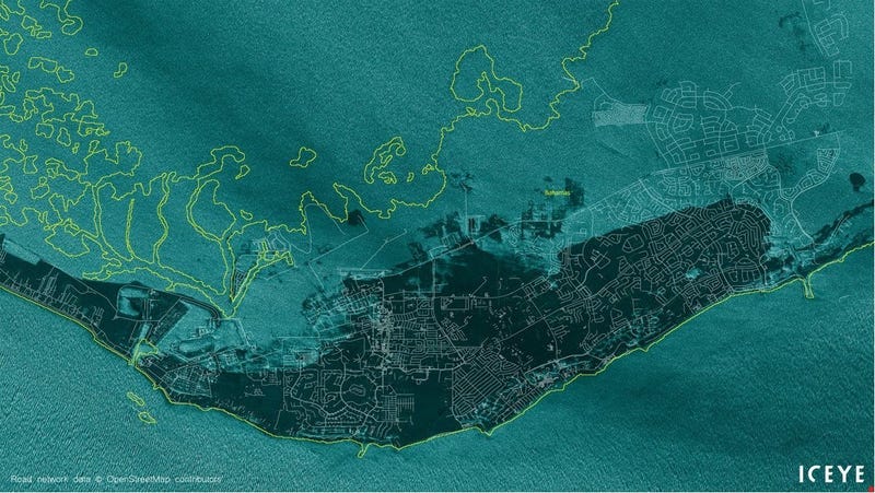Illustration for article titled La impactante imagen de Gran Bahama tras el paso del huracán Dorian: una isla sumergida bajo el agua