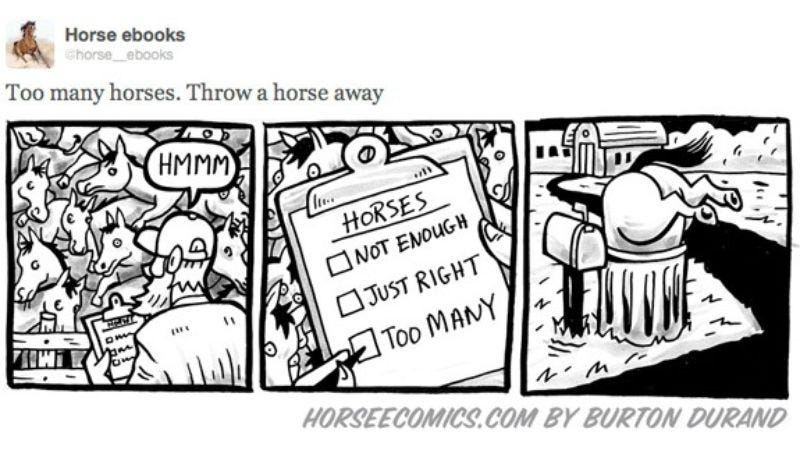 Illustration for article titled The strange poetry of @horse_ebooks, illustrated