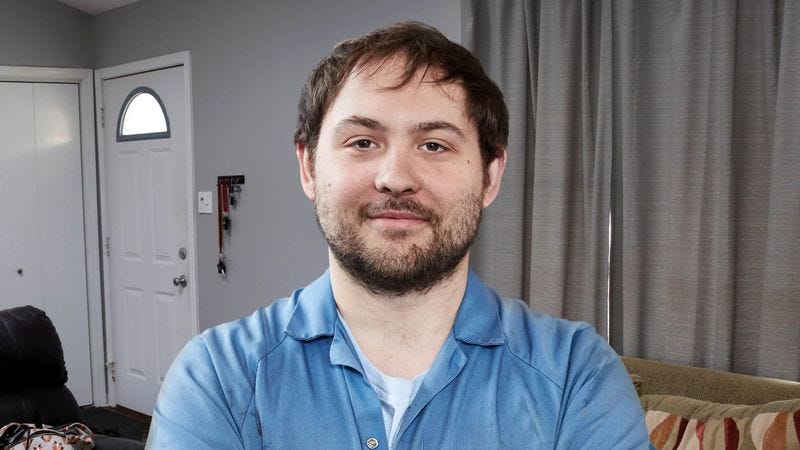 31-year-old Kevin Regan in his apartment.