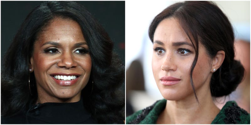 (l-r) Audra McDonald speaks during the the 2019 Winter Television Critics Association Press Tour on January 30, 2019 in Pasadena, California; Meghan, Duchess of Sussex attends a Commonwealth Day Youth Event at Canada House on March 10, 2019 in London, England.