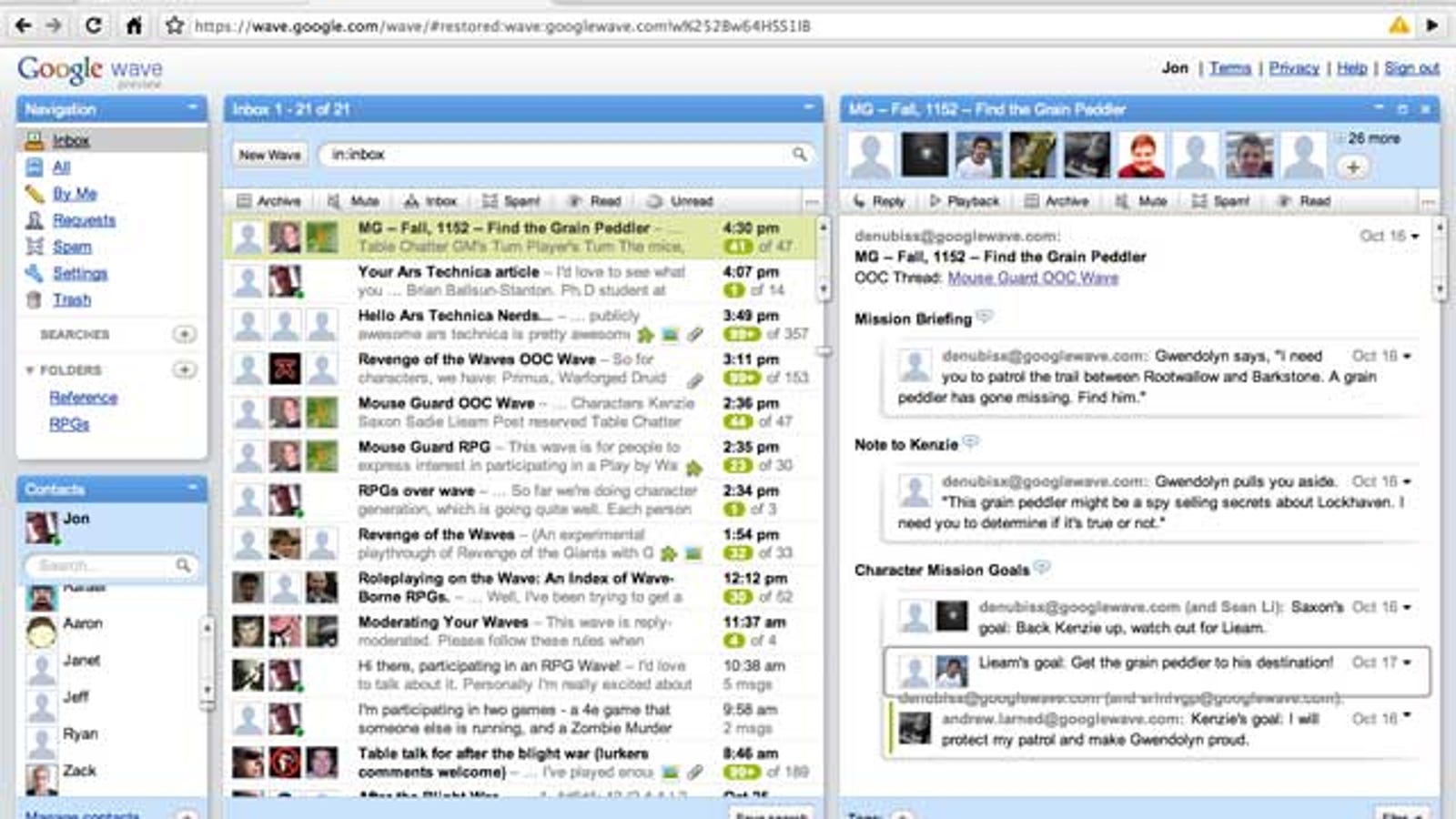 Second Use for Google Wave Discovered Role Playing Games