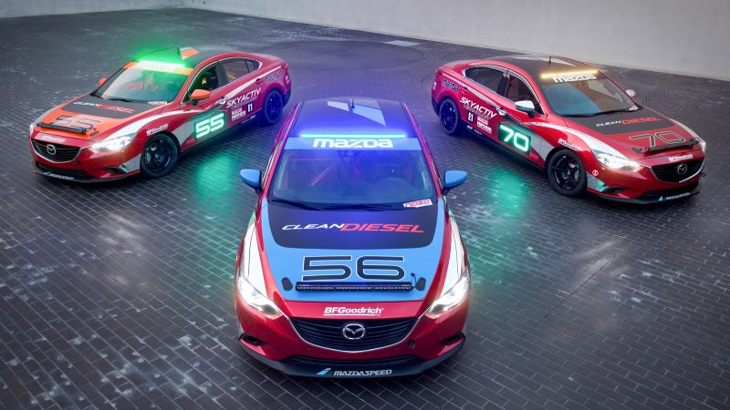 Illustration for article titled Mazda6 Skyactiv-D Clean Diesel Racecars To Tackle Thunderhill 24-Hour