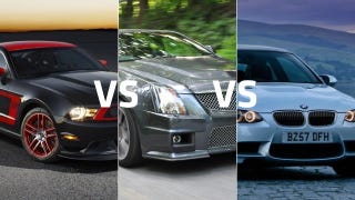 Illustration for article titled Ford Mustang Boss 302 vs Cadillac CTS-V coupe vs BMW M3: Which to buy?