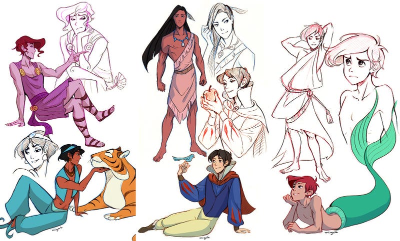 Artist Perfectly Captures Genderswapped Disney Princesses 