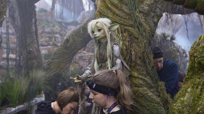 Puppeteers act out a scene with Deet (Nathalie Emmanuel). All photos: Netflix.