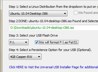 universal usb installer and download ubuntu 10.10.