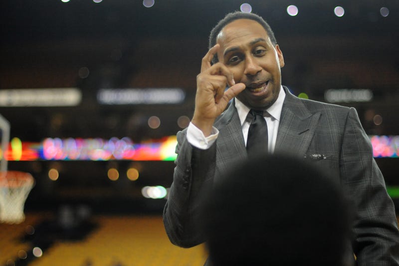 TV sports personality Stephen A. Smith speaks with youths from the Hidden Genius Project prior to Game 7 of the Western Conference Finals between the Golden State Warriors and the Oklahoma City Thunder during the 2016 NBA playoffs at the Oracle Arena on May 30, 2016, in Oakland, Calif. Robert Reiners/Getty Images
