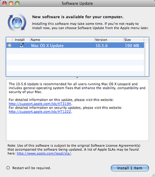 Mac OS X 10.5.6 Update Now Out