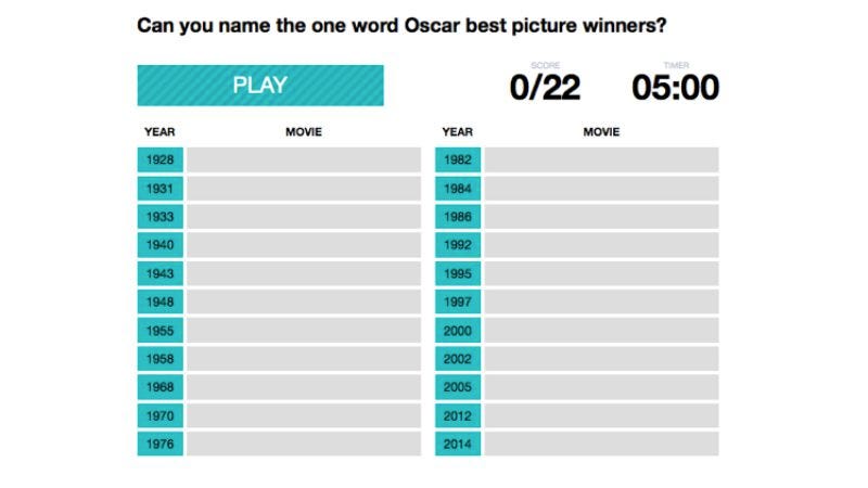 One Word Best Picture Winners